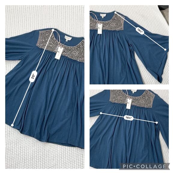 NWT Anthropologie S Deletta Josephine Wedgwood 3/4 Sleeve Blouse Top - Picture 8 of 10